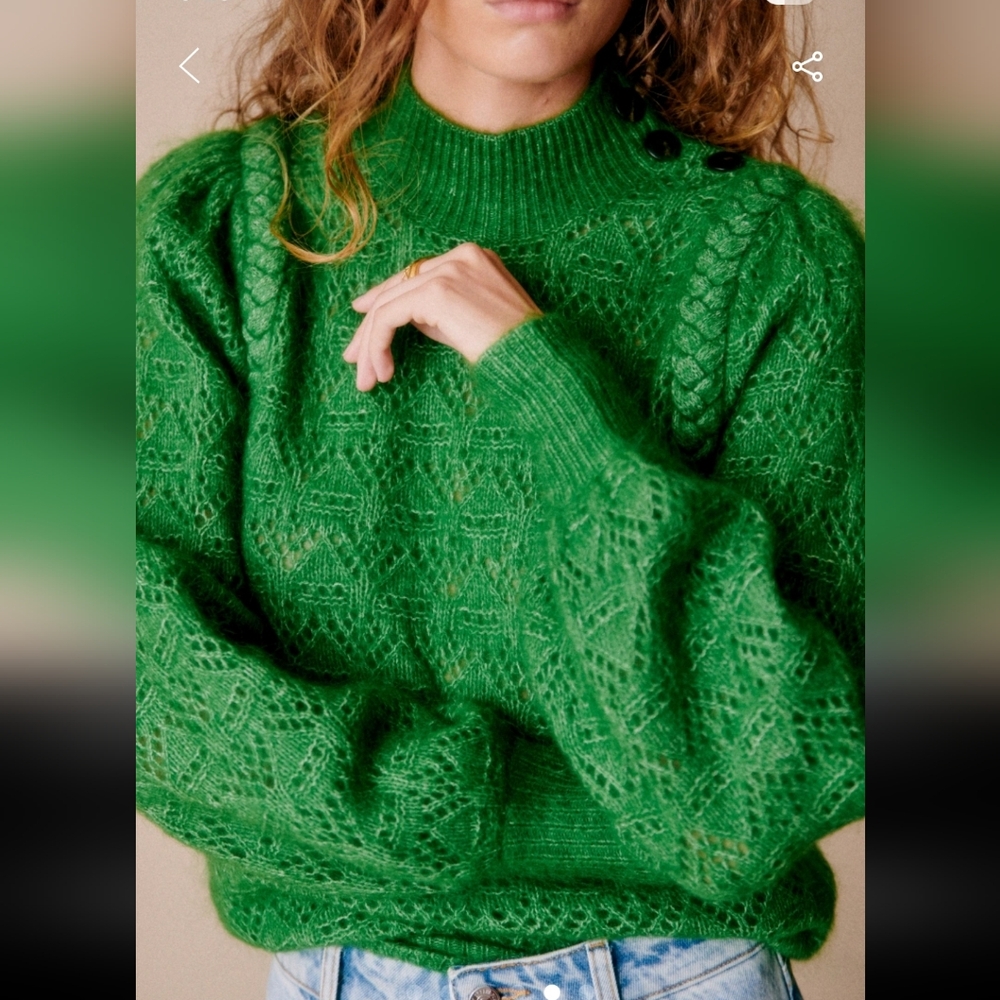 Sezane Vibrant Green Anneka Jumper